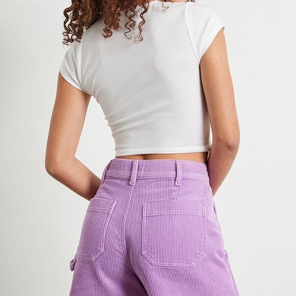 pacsun lilac corduroy shorts y2k cargo utility high waist 24 - Picture 4 of 7